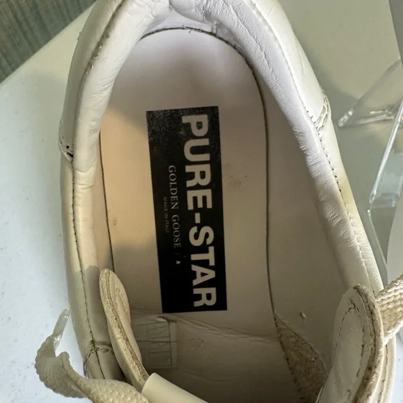 Golden Goose Purestar (GGDB/PURE) White Leather Sneakers, Size 9.5 - Picture 12 of 15